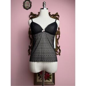 Victoria’s Secret Pout Black Eyelet Lace Cami Camisole Medium